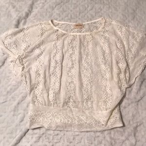 White lace dolman sleeve top